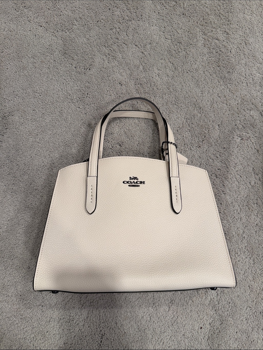 Coach Pebbled Leather Satchel in Chalk